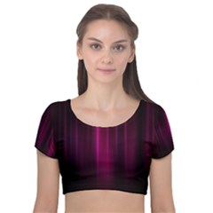 Theater Cinema Curtain Stripes Velvet Short Sleeve Crop Top  by Nexatart