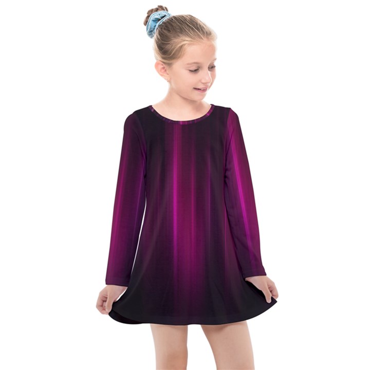 Theater Cinema Curtain Stripes Kids  Long Sleeve Dress