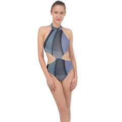 Abstract Background Abstraction Halter Side Cut Swimsuit