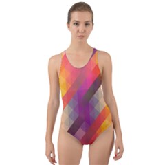 Abstract Background Colorful Pattern Cut-out Back One Piece Swimsuit by Nexatart