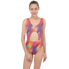 Abstract Background Colorful Pattern Center Cut Out Swimsuit