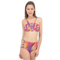 Abstract Background Colorful Pattern Cage Up Bikini Set