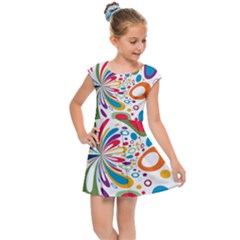 Light Circle Background Points Kids Cap Sleeve Dress