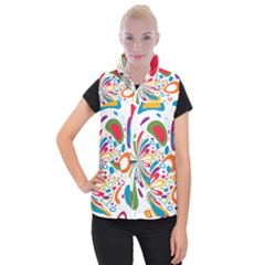 Light Circle Background Points Women s Button Up Vest by Nexatart