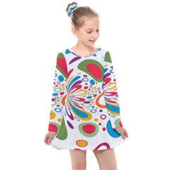 Light Circle Background Points Kids  Long Sleeve Dress by Nexatart