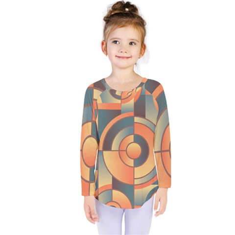 Background Abstract Orange Blue Kids  Long Sleeve Tee by Nexatart