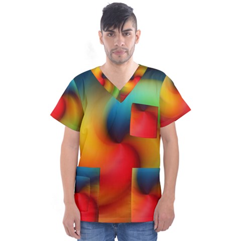 Abstract Spiral Art Creativity Men s V-neck Scrub Top by Nexatart