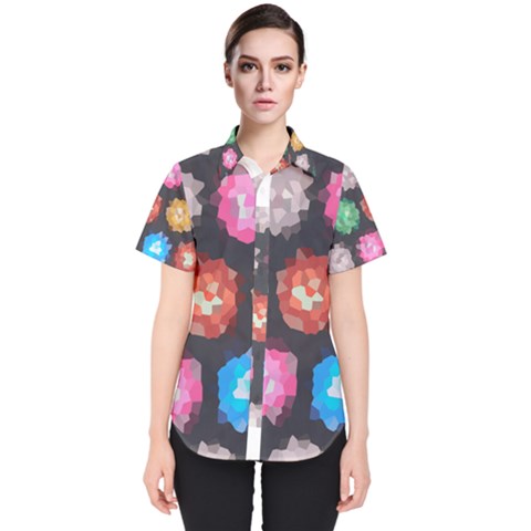 Background Colorful Abstract Women s Short Sleeve Shirt by Nexatart