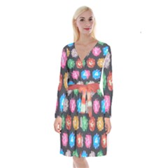 Background Colorful Abstract Long Sleeve Velvet Front Wrap Dress by Nexatart