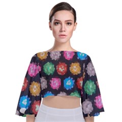 Background Colorful Abstract Tie Back Butterfly Sleeve Chiffon Top by Nexatart