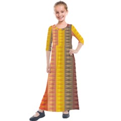 Abstract Pattern Background Kids  Quarter Sleeve Maxi Dress