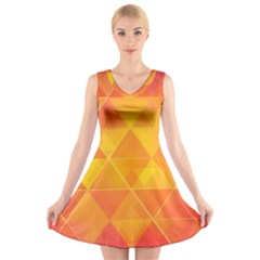 Background Colorful Abstract V-neck Sleeveless Dress