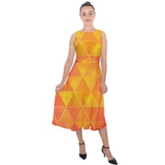 Background Colorful Abstract Midi Tie-back Chiffon Dress