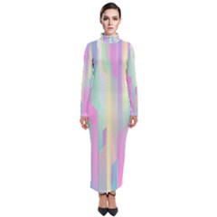 Background Abstract Pastels Turtleneck Maxi Dress