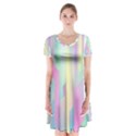 Background Abstract Pastels Short Sleeve V-neck Flare Dress View1