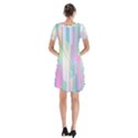 Background Abstract Pastels Short Sleeve V-neck Flare Dress View2