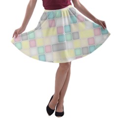 Background Abstract Pastels Square A-line Skater Skirt by Nexatart