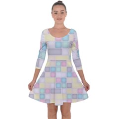 Background Abstract Pastels Square Quarter Sleeve Skater Dress