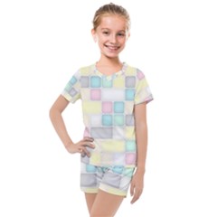 Background Abstract Pastels Square Kids  Mesh Tee And Shorts Set