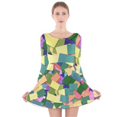 List Post It Note Memory Long Sleeve Velvet Skater Dress by Nexatart