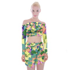 List Post It Note Memory Off Shoulder Top With Mini Skirt Set by Nexatart