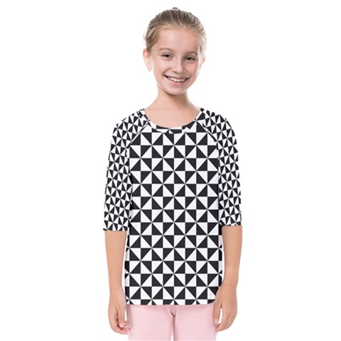 Triangle Pattern Simple Triangular Kids  Quarter Sleeve Raglan Tee by Nexatart