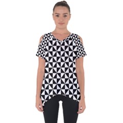 Triangle Pattern Simple Triangular Cut Out Side Drop Tee by Nexatart