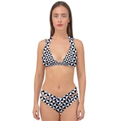 Triangle Pattern Simple Triangular Double Strap Halter Bikini Set