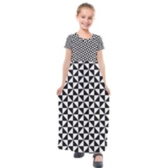 Triangle Pattern Simple Triangular Kids  Short Sleeve Maxi Dress by Nexatart