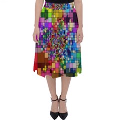 Abstract Squares Arrangement Folding Skater Skirt