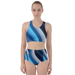 Abstract Pattern Lines Wave Racer Back Bikini Set by Nexatart