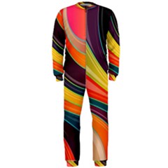 Abstract Colorful Background Wavy Onepiece Jumpsuit (men)  by Nexatart