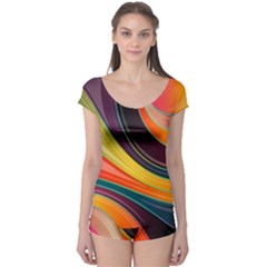 Abstract Colorful Background Wavy Boyleg Leotard  by Nexatart