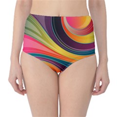 Abstract Colorful Background Wavy Classic High-waist Bikini Bottoms by Nexatart