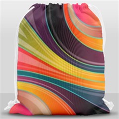 Abstract Colorful Background Wavy Drawstring Bag (large) by Nexatart