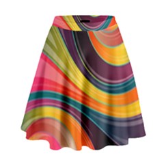 Abstract Colorful Background Wavy High Waist Skirt by Nexatart