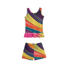 Abstract Colorful Background Wavy Kid s Boyleg Swimsuit