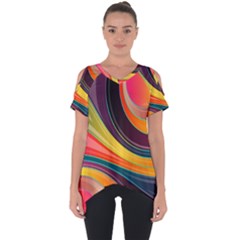 Abstract Colorful Background Wavy Cut Out Side Drop Tee by Nexatart