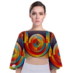 Background Colorful Abstract Tie Back Butterfly Sleeve Chiffon Top by Nexatart