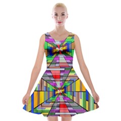 Art Vanishing Point Vortex 3d Velvet Skater Dress