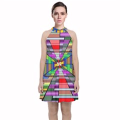 Art Vanishing Point Vortex 3d Velvet Halter Neckline Dress  by Nexatart