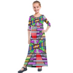 Art Vanishing Point Vortex 3d Kids  Quarter Sleeve Maxi Dress by Nexatart