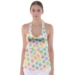 Polygon Geometric Background Star Babydoll Tankini Top by Nexatart