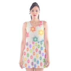 Polygon Geometric Background Star Scoop Neck Skater Dress by Nexatart