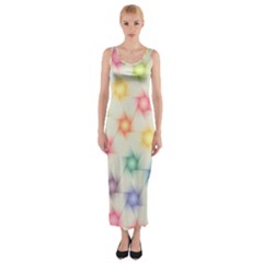 Polygon Geometric Background Star Fitted Maxi Dress by Nexatart