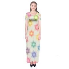 Polygon Geometric Background Star Short Sleeve Maxi Dress by Nexatart