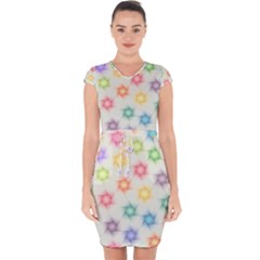 Polygon Geometric Background Star Capsleeve Drawstring Dress  by Nexatart