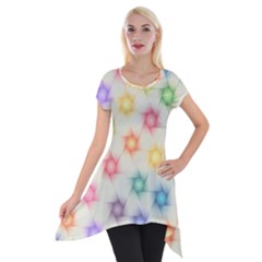 Polygon Geometric Background Star Short Sleeve Side Drop Tunic by Nexatart