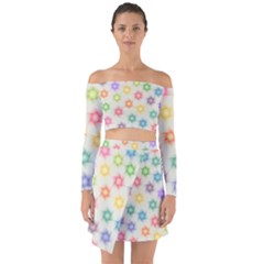 Polygon Geometric Background Star Off Shoulder Top With Skirt Set by Nexatart