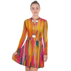 Background Abstract Colorful Long Sleeve Panel Dress